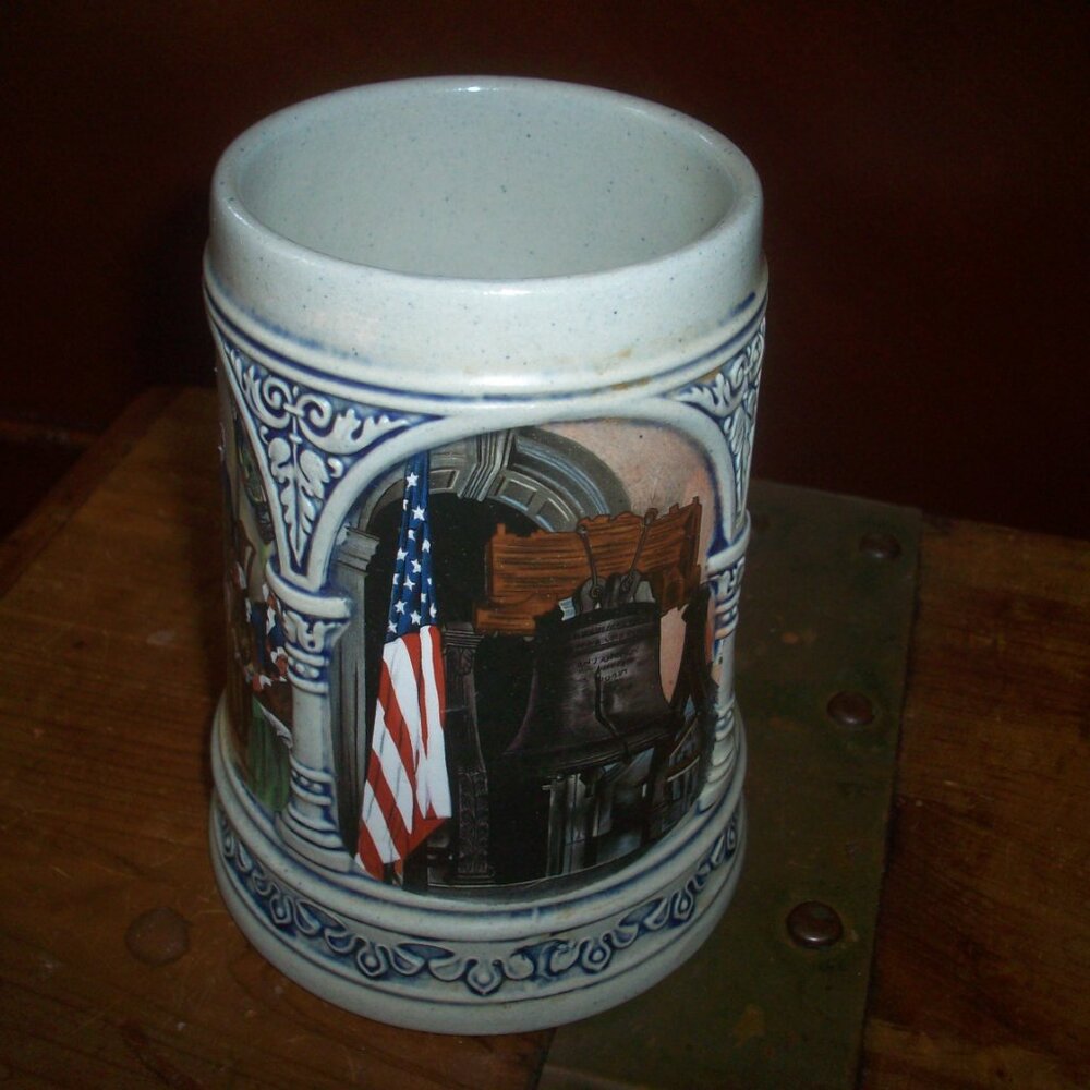 Original GERZIT Gerz West Germany Stoneware Patriotic Independence Beer Stein